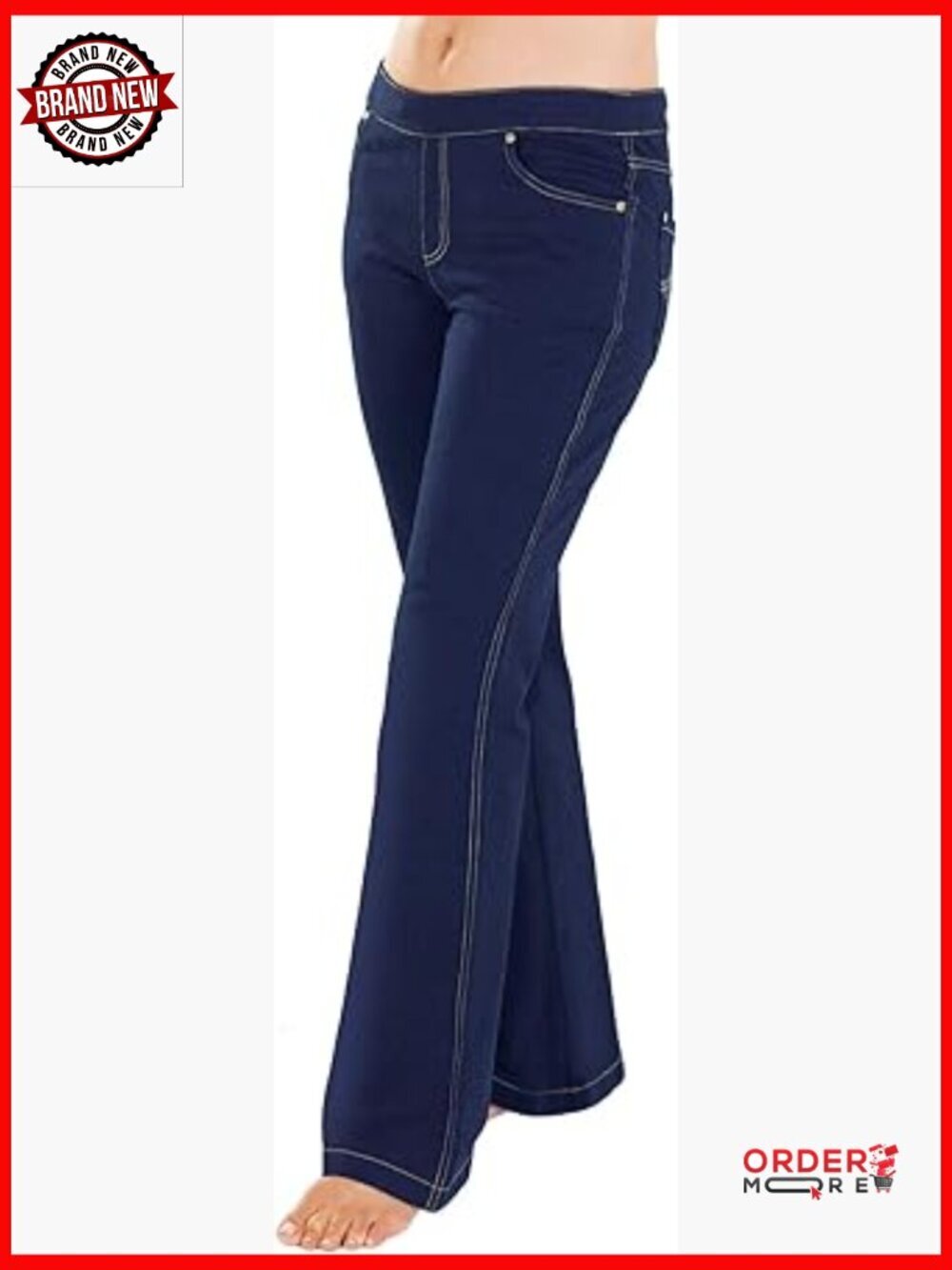 Stretch Bootcut Jeans with Drawstring Waist - Women's